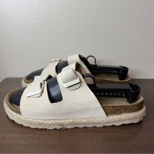 Bio Green Beige Leather Sandals Sz 40 Womens